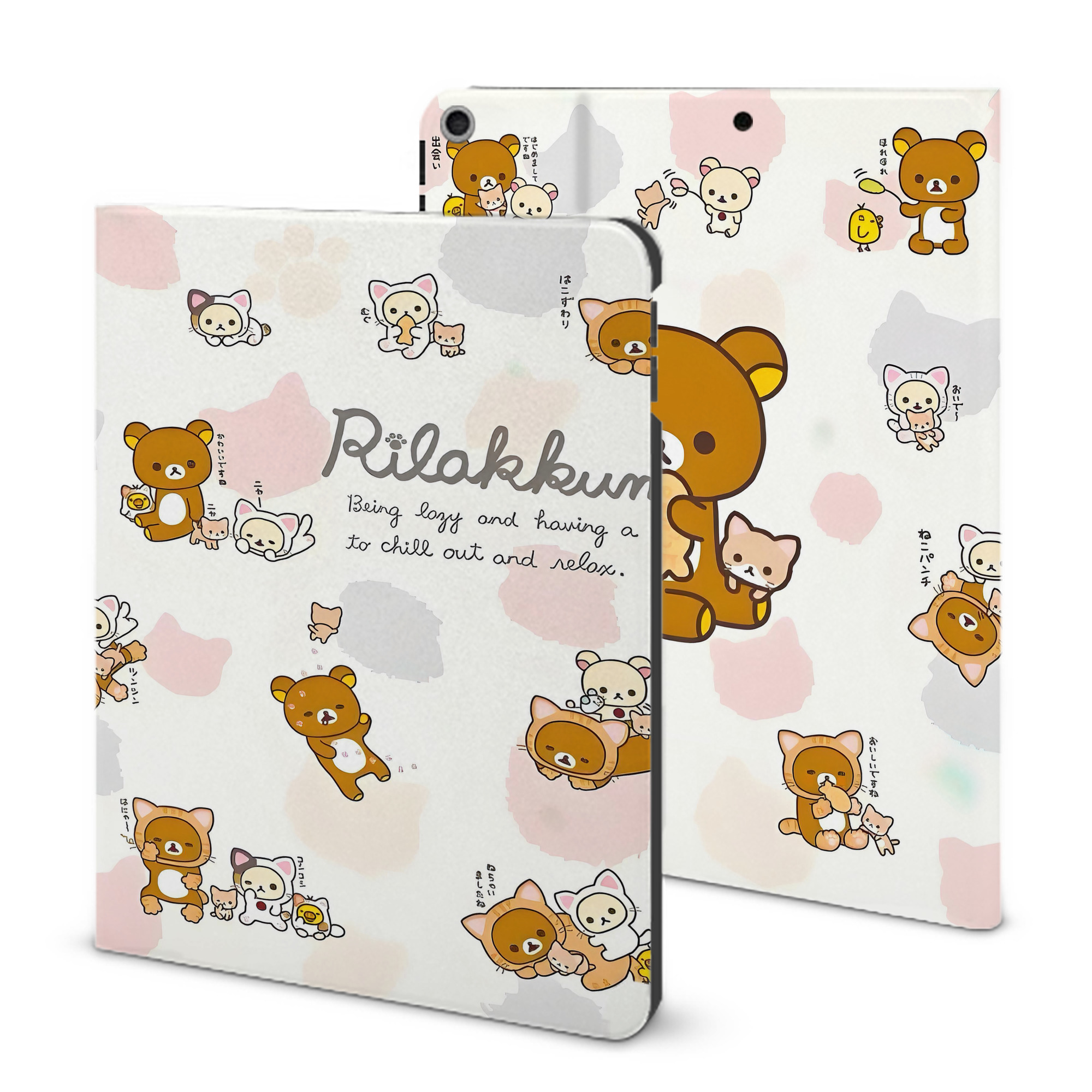 （画像用） リラックマ リラックマ キイロイトリ Rilakkuma Korilakkuma Kiiroitori IPad ケース ブック型 PUレザー TPU 耐衝撃 軽量 薄型 ペン収納なし 全面保護 IPad 各モデル対応